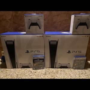 PS5 with controller & Spider Man Miles Morales
